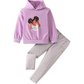 Kid Toddler Girls Clothes Cartoon Pattern Print Sweatshirt Hoodie Sports Pants 2PC Girl Fall Winter Clothing Set in Saudi Arabia