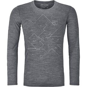 قميص Ortovox رجالي Merino Tangram بأكمام طويلة، تي شيرت بطبقة أساسية من الصوف لرحلات التزلج وركوب الدراجات وتسلق الجبال in Kuwait