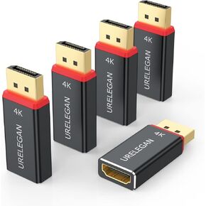 URELEGAN DisplayPort to HDMI Adapter 2-Pack (NOT USB), 4K UHD Display Port (DP) to HDMI Converter Aluminum Shell Support Video & Audio Compatible with DisplayPort Source Devices