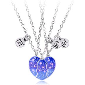 COLORFUL BLING 2-3PCS Half Split Heart BFF Necklace Cute Avocado Cat Matching Pendant Necklace Sisters by Heart Friendship Jewelry in Kuwait