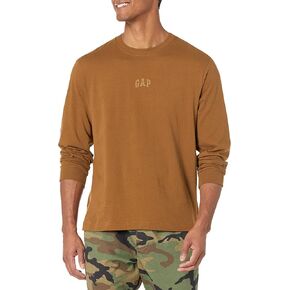 GAP Mens Relaxed Fit Long Sleeve Logo T-Shirt T Shirt, Black 4, Medium US