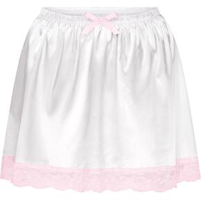 Satini Frilly Lace Sissy Ruffled Silky Satin Half Slip Petticoat Dolly Skirt
