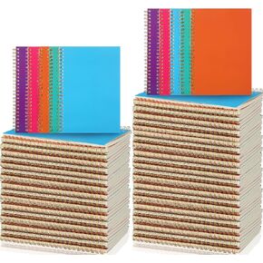 100 حزمة من دفاتر الملاحظات الحلزونية من PerKoop مقاس 8.3 × 5.5 بوصة مجمعة من دفاتر الملاحظات المسطرة بالكلية مقاس A5 مجلات مسطرة واسعة الحجم 1 موضوع 50 ورقة دفاتر مذكرات سميكة للمدرسة، والأعمال التجارية المكتبية، والاستخدام المنزلي (بني كرافت)