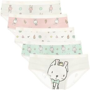 5-Pack Girls' RABBIT Design Ultra-Soft Microfiber Panties with Cotton Lining