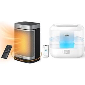 Dreo Space Heater Indoor, Portable Heater with 70°Oscillation, 1500W Electric Heaters with Thermostat, Dreo 4L Smart Humidifiers for Bedroom Home Office
