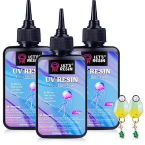 LET'S RESIN UV Resin, Upgraded 500g Crystal Clear UV Resin Hard, Low Odor Ultraviolet Epoxy Resin, UV Light Cure Solar Sunlight Activated Glue for Jewelry, Craft Decoration