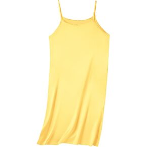 Umeyda Girl & Women's Satin Silky Nightgown Sleeveless Spaghetti Strap Pajamas Dress for Kids Sleepwear, 3 Years - XXL