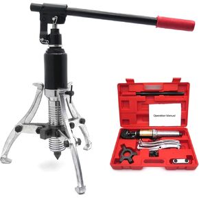 HTTMT- Vehicle 10 Ton 3 Jaw Hydraulic Gear Puller Pulling 3in1 360 Degree Flexibility Pumps Oil Tube Drawing Machine W/Case [P/N: ET-CAR-FIX006-10T-RED]