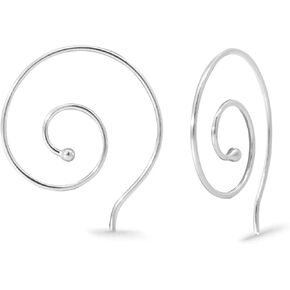 Boma Jewelry Sterling Silver Spiral Pull Through Hoop Earrings in Kuwait