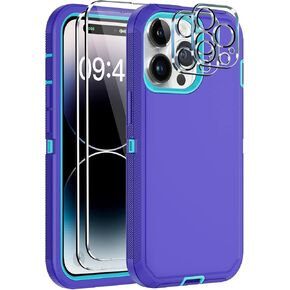 KECAI for iPhone 14 Pro Case with Belt Clip Holster,Built-in Screen Protector,Heavy Duty Shockproof Drop Protection Military Grade Rugged Durable Phone Cover with Kickstand for Apple 14 Pro 6.1(Black)