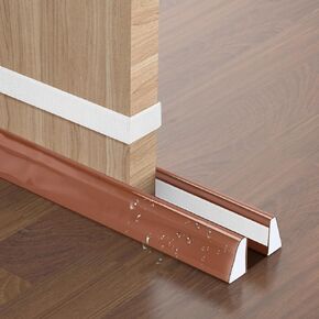 36 Inch Door Draft Stopper, Waterproof Under Door Draft Noise Blocker Weather Stripping Door Seal, Soundproof Cuttable Trapezoid Strong Adhesive Draft Stopper for Reduce Dust Air, White