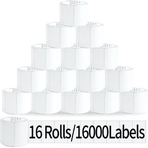 Direct Thermal Labels, Perforated Barcode Address Labels, Compatible with Rollo & Zebra Desktop Printers 【2.25"x1.25"】16Rolls/16000Labels