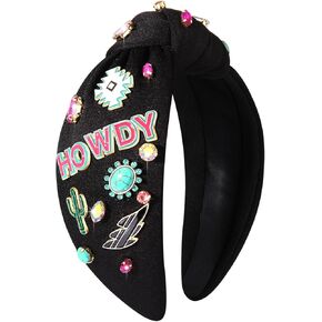 MOLOCH Western Headband for Women Cowgirl Boot Hat Star Hairband Crystal Knotted Headband Nashville Bachelorette Accessories