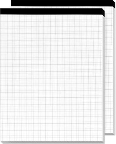 قطعتان من وسادات ورق الرسم البياني، دفاتر ملاحظات رباعية مقاس 5 × 5 مقاس 8.5 × 11 بوصة، لوحة قانونية لورق الرسم البياني الأبيض للمدرسة المكتبية in Kuwait