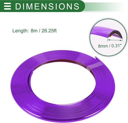 Motoforti Universal Car Door Edge Guards C-Type Door Body Bumper Protector، 26.25ft 8m، مضاد للخدش الاصطدام، PVC، كروم أرجواني in Kuwait