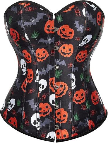 Women's Fashion Colorful Lace Up Corset Tops Sexy Vintage Floral Overbust Waist Cincher Bustier in Kuwait