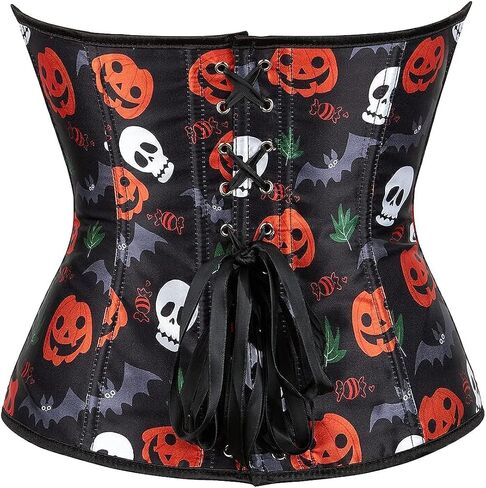 Women's Fashion Colorful Lace Up Corset Tops Sexy Vintage Floral Overbust Waist Cincher Bustier in Kuwait