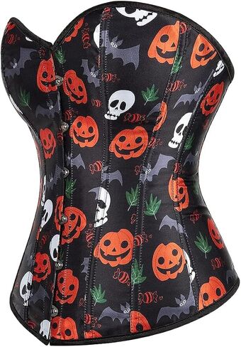 Women's Fashion Colorful Lace Up Corset Tops Sexy Vintage Floral Overbust Waist Cincher Bustier in Kuwait