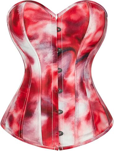 Women's Fashion Colorful Lace Up Corset Tops Sexy Vintage Floral Overbust Waist Cincher Bustier in Kuwait