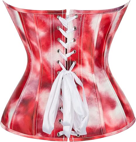 Women's Fashion Colorful Lace Up Corset Tops Sexy Vintage Floral Overbust Waist Cincher Bustier in Kuwait