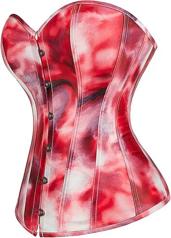 Women's Fashion Colorful Lace Up Corset Tops Sexy Vintage Floral Overbust Waist Cincher Bustier in Kuwait