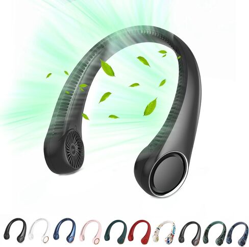 Portable Neck Fan, Hands Free Bladeless 360° Cooling Personal Fan,Wearable Quiet Fan for Outdoor Indoor, Gifts for Men Women, 4000mAh Battery Operated, USB Rechargeable, 3-Speeds(Black Graffiti) in Kuwait