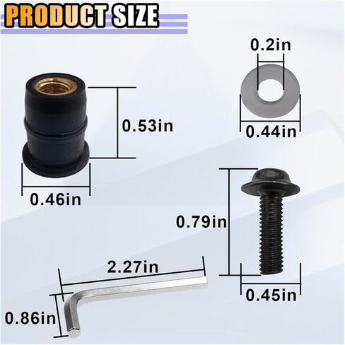 10 PCS Motorcycle Windshield Bolts Kit, Aluminum Body Mounting Screws Set, Universal Fairing Well Nuts Fastener Screw for Motorcycle Windshield and Body Panels (Silver) in Kuwait