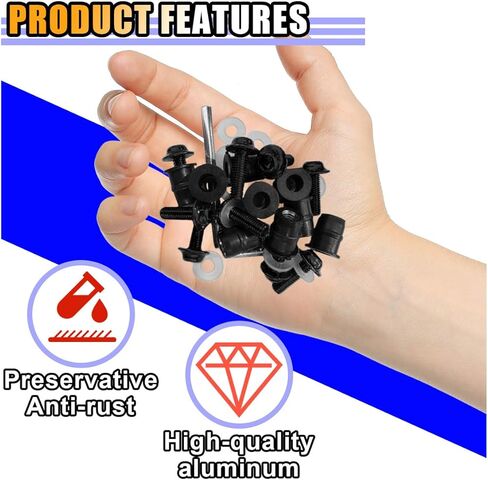 10 PCS Motorcycle Windshield Bolts Kit, Aluminum Body Mounting Screws Set, Universal Fairing Well Nuts Fastener Screw for Motorcycle Windshield and Body Panels (Silver) in Kuwait