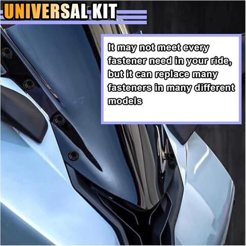 10 PCS Motorcycle Windshield Bolts Kit, Aluminum Body Mounting Screws Set, Universal Fairing Well Nuts Fastener Screw for Motorcycle Windshield and Body Panels (Silver) in Kuwait