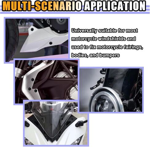 10 PCS Motorcycle Windshield Bolts Kit, Aluminum Body Mounting Screws Set, Universal Fairing Well Nuts Fastener Screw for Motorcycle Windshield and Body Panels (Silver) in Kuwait