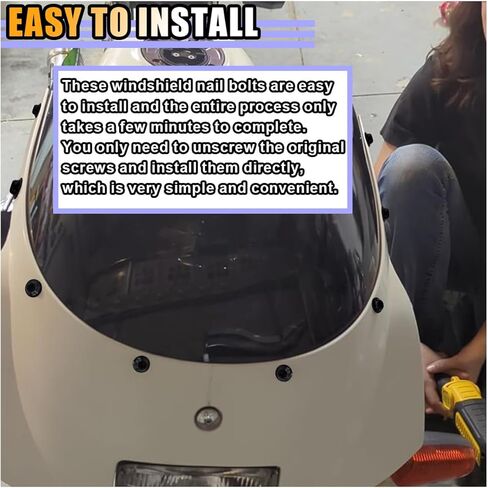 10 PCS Motorcycle Windshield Bolts Kit, Aluminum Body Mounting Screws Set, Universal Fairing Well Nuts Fastener Screw for Motorcycle Windshield and Body Panels (Silver) in Kuwait