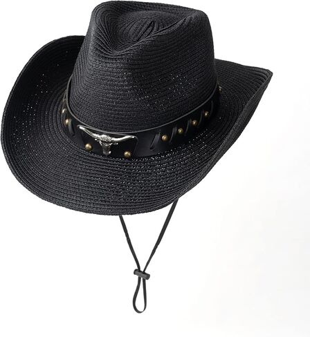 Straw Cowboy Womens Hat Sun Hats Cowgirl Beach Hat in Saudi Arabia