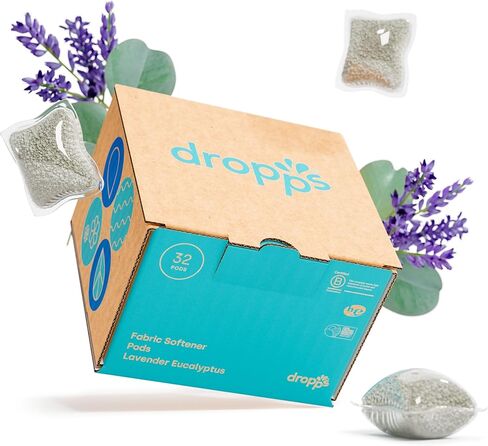 Dropps Laundry Fabric Softener Pods, Crisp Breeze (32 Count) - Laundry Additive for Softening & Protection - HE Compatible Mineral Based Ingredients Laundry Supplies in Kuwait