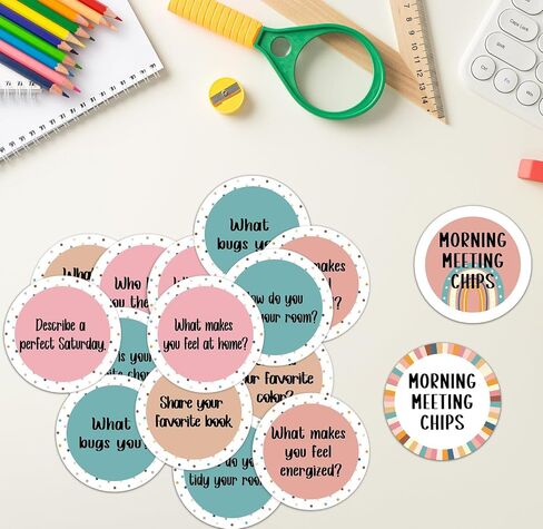 100Pcs Morning Meeting Chips Classroom Questions Ideas Cards for Students Conversation Starter Cards Morning Meeting Classroom Set for Teacher Must Haves Supplies Icebreaker Activity in Saudi Arabia