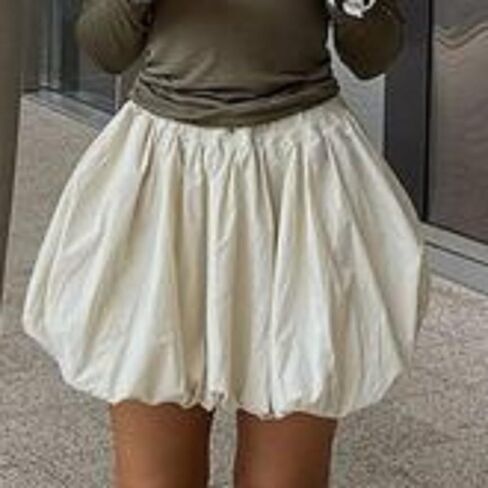 Muineobuka Women Girls Bubble Mini Skirt Low Waist Pleated Puffy Short Skirts A-Line Rufle Flared Mini Balloon Skirts in Saudi Arabia