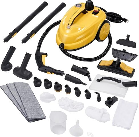 منظف ​​بخار سبورجوم، جهاز بخار مطهر مضغوط خالٍ من المواد الكيميائية للتنظيف، خزان سعة 1.8 لتر، ممسحة بخار 1800 وات مع 27 ملحقًا لتنظيف الأرضيات والسجاد وتنجيد السيارات والنوافذ (بدون مقياس الضغط) in Kuwait
