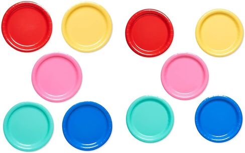 American Greetings Rainbow Party Supplies, Multicolor 50-Count Paper Dessert Plates and 50-Count Lunch Napkins in Kuwait