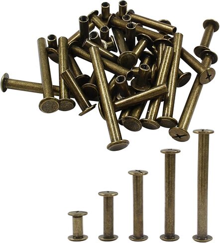 80PCS Chicago Binding Screws Assorted Kit, M5 x 10/20/30/40/50mm Phillips Head Bookbinding Screw Rivet Kit, Scrapbook Photo Albums Binding Screws Assortment Kit, Bronze in Saudi Arabia