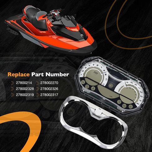 LCD Speedometer Gauge Cluster Compatible with 2006-2011 Sea Doo GTX 4-TEC, RXP 155 215, GTX 155 215, RXT 215 255, Wake 155 215 LCD Gauge - Replaces# 278002270,278002328 in Saudi Arabia