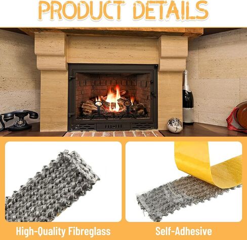 Wood Stove Replacement Gasket, 78.7 inch Self Adhesive Fiberglass Rope Fireplace Tape Seal Wood Stove Door Gasket for Woodburning Coal Stoves(1 Pack) in Saudi Arabia