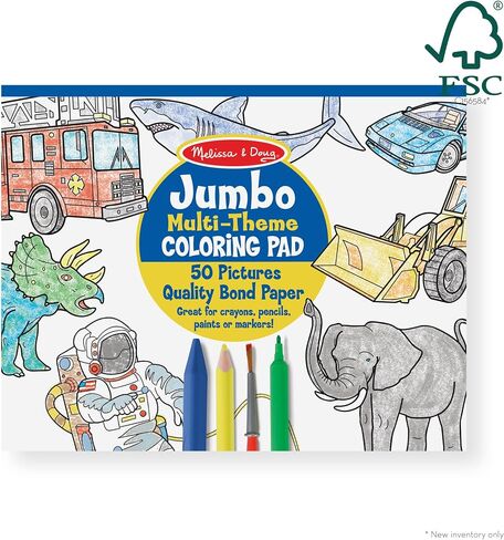 Melissa & Doug Jumbo 50-Page Kids' Coloring Pads Set - Animals, Vehicles, and More in Saudi Arabia