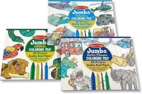 Melissa & Doug Jumbo 50-Page Kids' Coloring Pads Set - Animals, Vehicles, and More in Saudi Arabia