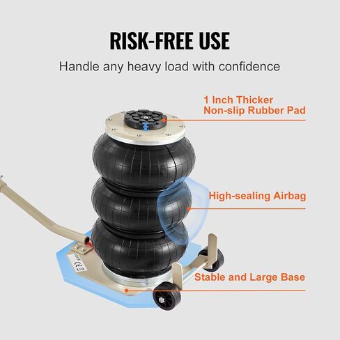 VEVOR Air Jack, 3 Ton/6600 lbs Triple Bag Air Jack, Air Bag Jack Lift Up to 15.75 Inch, 3-5S Fast Lifting Air Bag Jack for Cars with Long Handle (Beige) in Saudi Arabia