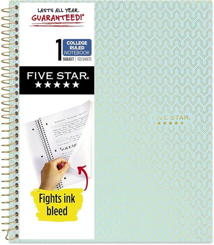 Five Star Spiral Notebook + Study App, 1-Subject, College Ruled Paper, 11" x 8-1/2", 100 Sheets, Design Will Vary (06348) in Saudi Arabia