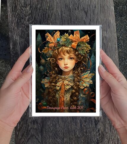 حزمة ورق Decoupage (35 ورقة مقاس 6 × 8 بوصة) جنيات عيد الميلاد الحلوة مع الغزلان في القرى الثلجية FLONZ بطاقات صور توضيحية عتيقة لـ Decoupage والحرف اليدوية وسكرابوكينغ in Kuwait
