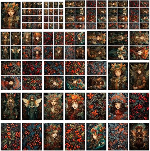 حزمة ورق Decoupage (35 ورقة مقاس 6 × 8 بوصة) جنيات عيد الميلاد الحلوة مع الغزلان في القرى الثلجية FLONZ بطاقات صور توضيحية عتيقة لـ Decoupage والحرف اليدوية وسكرابوكينغ in Kuwait