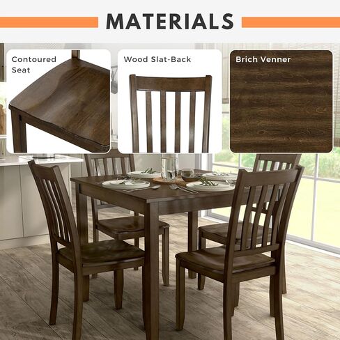 24/7 Shop at Home Cassian Traditional Solid Wood 5 Piece Dining Table Set, Space Saving Furniture for Small Apartments, Kitchen, Breakfast Nook, Espresso in Kuwait