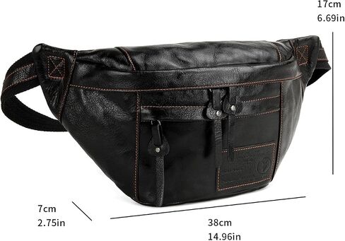 Lieseh Vintage Genuine Leather for Men Crossbody Shoulder Chest Pack Casual Bag Outdoor Travel Backpack in Saudi Arabia