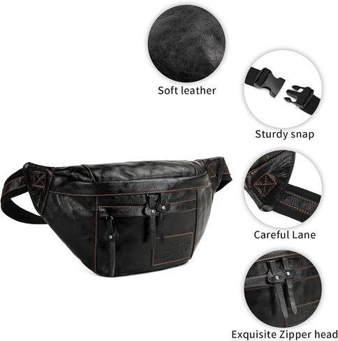 Lieseh Vintage Genuine Leather for Men Crossbody Shoulder Chest Pack Casual Bag Outdoor Travel Backpack in Saudi Arabia