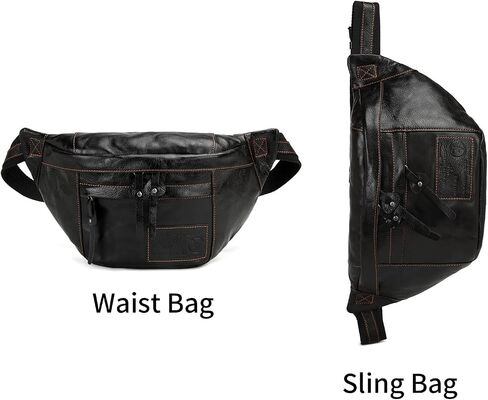 Lieseh Vintage Genuine Leather for Men Crossbody Shoulder Chest Pack Casual Bag Outdoor Travel Backpack in Saudi Arabia